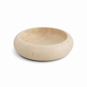 Bol en marbre travertin naturel massif, bol décoratif en pierre lourde pour comptoir de cuisine, décoration intérieure - Product Image 1