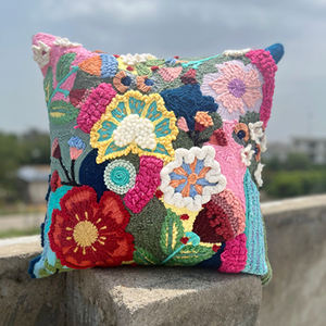 Coussin perlé dernière conception fait à la main perles de créateur indien couture Patchwork coussins solide multicolore oreiller bureau oreiller - Product Image 1