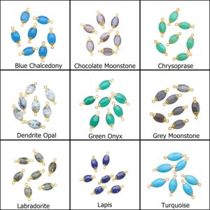 Piedra preciosa de cuarzo blanco, conector en forma de marquesa de 8x14mm, suministros de fabricación de joyas de cobre chapado en oro para collar - Product Image 2