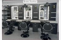 Station de coiffure moderne de luxe en bois véritable avec miroir réglable, mobilier de salon commercial en métal durable, modèle 316 pour salon de coiffure et atelier