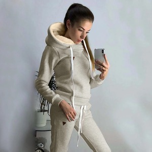 Ensemble 2 pièces léger imprimé pour femme, automne-hiver, pull à col roulé, sweat-shirts à cordon de serrage, taille élastique, longue maternité - Product Image 4