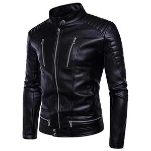 Slim Fit <b>Genuine</b> <b>Leather</b> <b>Jacket</b> for Men and Women Stand Collar Front Logo Breathable Winter Outerwear - Product Image 5