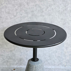60cm Minimalist Round Coffee <b>Table</b> with Polished Stone-Look Concrete Base General Use Outdoor Furniture-CFD68125 - Product Image 6