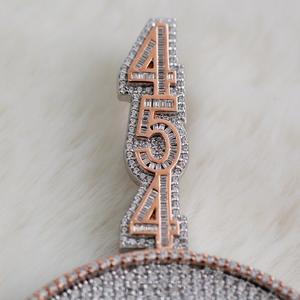 4CT Round Diamond Logo charm Pendant 14K Rose Gold colgante Acabado - Product Image 2