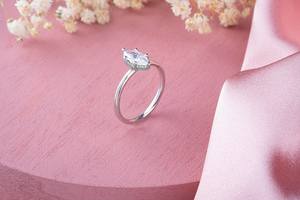 Engagement Marquise Cut D Color VVS Moissanite Prong Setting <b>Wedding</b> <b>Ring</b> <b>Women</b> 925 Sterling <b>Silver</b> Rhodium Plated Nickel-Free - Product Image 2