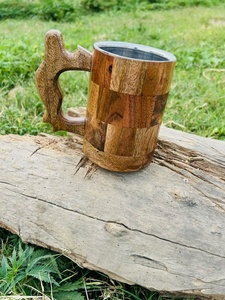 Taza de madera personalizada hecha a mano Natural más vendida con taza de té de madera de paja taza de café para venta de exportación - Product Image 6