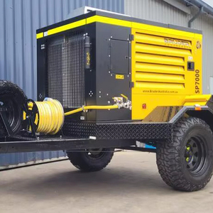 เครื่องอัดอากาศแบบสกรูโรตารี่ไร้น้ำมัน Sullair 250cfm แบบลูกสูบสำหรับงานหนัก ติดตั้งบนรถพ่วง ใช้ก๊าซธรรมชาติ พร้อมถังแรงดันแบบพกพาและมอเตอร์ - Product Image 1