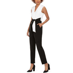 Tuta Intera da Donna Jessica Howard Grigia a Vita Alta 16 Pollici con Stampa Floreale e Blocchi di Colore, Vestibilità Ampia, Ideale per Ufficio, Vacanze, Club e Fitness - Product Image 3