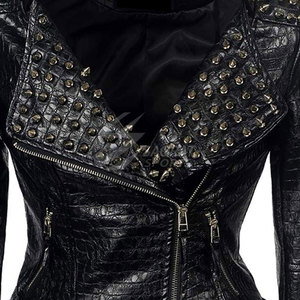 Ropa de moda chaqueta de invierno a prueba de viento para mujer ropa de calle nuevo diseño transpirable chaqueta de cuero con tachuelas para mujer - Product Image 6