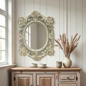 Muebles Lixora, Espejo Moderno con Marco de Madera Ornamentado, Diseño Multiusos de Lujo - Product Image 1