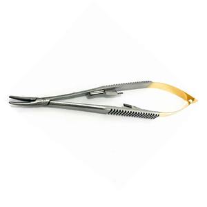 Castroviejo 14cm Instrument de microchirurgie Porte-aiguille incurvé réutilisable avec embouts ronds Source d'alimentation manuelle Instruments chirurgicaux - Product Image 3