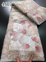 4407 Tissu de dentelle de luxe perlé et brodé, style Guatemala, avec paillettes et tulle, pour robe de mariée et de soirée, prix usine, très demandé