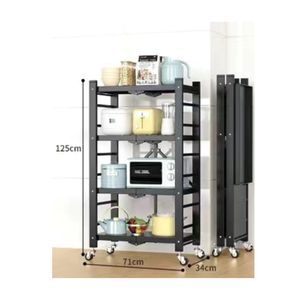 ชั้นเหล็กพับได้4ชั้นชั้นเก็บของที่เป็นมิตรกับสิ่งแวดล้อม-สีขาวสำหรับห้องนั่งเล่น - Product Image 2