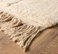 Tapis Béni Ouarain Crème Doux Gravé à Carreaux, Berbère Moderne Boho Grand Tapis Marocain en Laine Sur Mesure