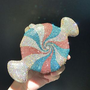 Pochette fantaisie pour <span class=keywords><strong>femme</strong></span> en forme de sucette entièrement ornée de cristaux, rouge et blanc, avec strass, <span class=keywords><strong>sac</strong></span> de soirée, vente en gros personnalisée OEM - Product Image 5