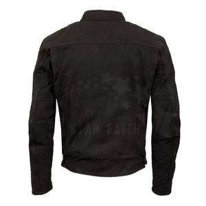 Vente en gros Veste en cuir bleu à col montant pour homme style motard Fermetures éclair coupe ajustée PU/cuir véritable Logo personnalisé OEM en vrac - Product Image 4