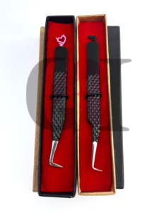 Best Style 90 Degree Black Powder Coating Eyelash Extension Tweezers Back Side <b>Gun</b> And Heart Design Silver Tip Beauty Instrument - Product Image 6