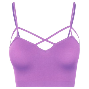 เสื้อชั้นในกีฬาผู้หญิงสีม่วงลาเวนเดอร์ ดีไซน์สายรัดสวยงาม เนื้อผ้านุ่มไร้ตะเข็บ รองรับน้ำหนักเบา เหมาะสำหรับโยคะ ฟิตเนส พิลาทิส และสวมใส่สบายทุกวัน - Product Image 1