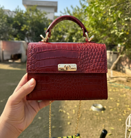 Sac à main en cuir de crocodile pour femme, sac à bandoulière, pochette de luxe, sac à main en cuir d'alligator tendance