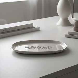 Plateau de service rouge ovale couleur personnalisée plateaux de vanité en métal de table décoratifs de haute qualité utilisation polyvalente pour restaurant hôtel - Product Image 2