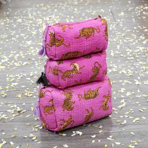 Handmade for Quilted Cotton Eco-Friendly for Case Set 3 Vintage Travel Cosmetic Pouches Water-Resistant Durable Available - Product Image 1