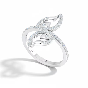 Anillo de Lujo para Mujer en Oro de 14K y Diamantes Naturales con 48 Piedras de Corte Brillante Color Blanco G |   0.40Ctw Chapado en Rodio para Uso Diario - Product Image 1