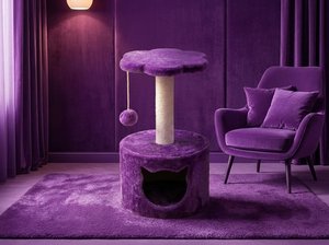 Petite niche pour chat Violet Blossom avec une touche ludique - Product Image 2