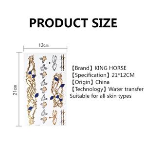 Etiqueta engomada metálica personalizada del <span class=keywords><strong>tatuaje</strong></span> temporal del diseño de la pulsera para la joyería de la muñeca del <span class=keywords><strong>brazo</strong></span> Flash del arte corporal hoja de <span class=keywords><strong>tatuaje</strong></span> no tóxica impermeable - Product Image 6