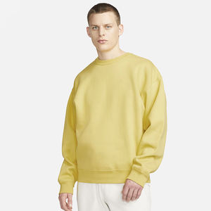 Sweat-shirt à col rond en molleton personnalisé de qualité supérieure pour homme, 100 % coton, unisexe, jaune, coupe ample, poignets et ourlet côtelés, devant uni, OEM - Product Image 4