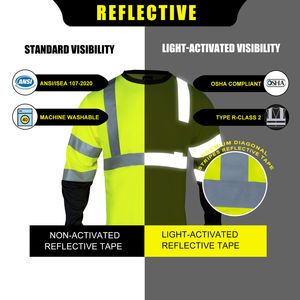 Camisa de Seguridad de Alta Visibilidad Fluorescente, Transpirable y Reflectante, de Poliéster, para Trabajo, con Absorción de Humedad - Product Image 3