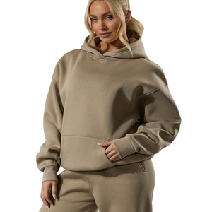 Ensemble de survêtement d'hiver personnalisé haut de gamme pour femme : sweat à capuche en polaire et pantalon de jogging avec poches, deux pièces, décontracté, pour la gym et le sport, 100% coton - Product Image 4