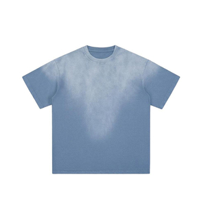 Camiseta con degradado de peso pesado de 250g Unisex, 100% algodón tejido de gran tamaño, manga larga con hombros caídos, cuello lavado, pantalla de seda para hombre - Product Image 2