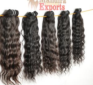 Vente en gros 100% naturel noir couleur indien Remy cheveux faisceaux Machine Double trame ondulé vague d'eau non transformé brut vierge humain - Product Image 4