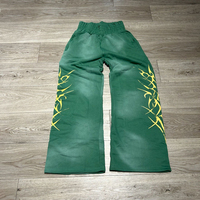 Pantalon décontracté pour homme en mélange de coton mi-lourd, teint en pièce, respirant, coupe large régulière, avec cordon de serrage, 440g, personnalisable avec logo imprimé