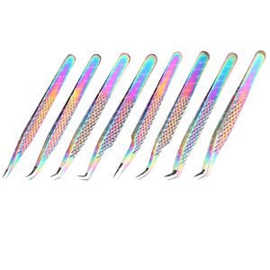 Pinzas de pestañas de acero inoxidable con punta de fibra de agarre de diamante de la mejor calidad herramienta de belleza puntiaguda para extensión de pestañas personalizable privado - Product Image 1