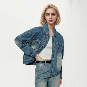 Chaqueta de alta calidad de manga larga con botones para mujer con logotipo personalizado, Chaquetas vaqueras informales de primavera, abrigos, abrigo de abrigo Premium - Product Image 2