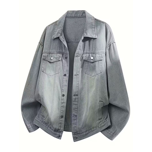 Nouvelle veste en jean gris vintage d'hiver 100% coton de haute qualité avec logo personnalisé pour hommes avec bouton - Product Image 1