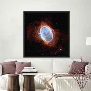 Toile imprimée avec motif de nébuleuse cosmique, décoration murale colorée, décoration de galaxie, encadrée en noir - Product Image 1