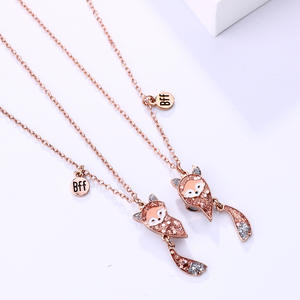 Collares de la amistad magnéticos para 2 chicas, regalo de collares a juego para mejores amigas, <span class=keywords><strong>hermanas</strong></span>, con forma de zorro. - Product Image 1