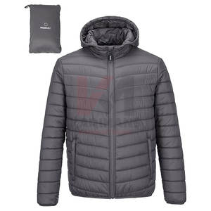 Veste matelassée pour hommes avec capuche Manteau d'hiver léger et compressible avec tissu résistant à l'eau et fermeture éclair Garage Bulk Custom - Product Image 1