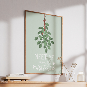 Gui doux 'Meet Me Under' Art sur toile de qualité supérieure au design moderne de Noël avec cadre en bois - Product Image 5