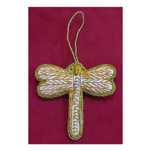 Zari เครื่องประดับตกแต่งต้นคริสต์มาสรูปมังกรบินสีชมพูงานปักลวดลายแฮนด์เมดดีไซน์ดึงดูดใจดึงดูดใจสำหรับตกแต่งต้นไม้ - Product Image 1