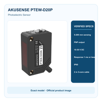 Sensor Fotoelektrik Difus AKUSENSE PTEW-D20P 5-200mm PNP 10-30V DC IP65 Casing Persegi Kompak dengan Sekrup Penyesuaian Sensitivitas