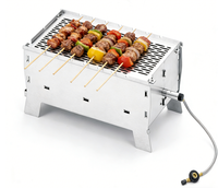Barbecue au gaz portable écologique en acier inoxydable, résistant à la rouille, design pliable compact, facile à nettoyer, pour balcon, camping-car et pique-nique