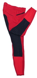Legging d'équitation pour homme en nylon rouge ajusté, avec grip intégral au genou, pantalon de sport de haute qualité - Product Image 6