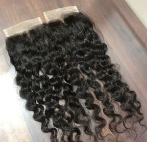 Vente en gros 100% cheveux vierges indiens tissage bouclés noir 4x4 fermeture brut non traité donneur unique dentelle transparente pour les femmes - Product Image 2