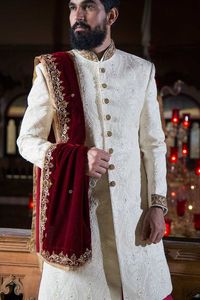 BEAUTIFUL EMBROIDERY on VELVET STOLE WITH ELEGANT SHERWANI , <b>PANT</b> & ALSO SHOE WITH DRESS for PARTY-WEAR/WEDDING @ 2024 - Product Image 2