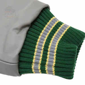 Chaqueta universitaria de diseño personalizado Chaqueta universitaria Letterman personalizada con cuerpo de lana negro y chaqueta con mangas de cuero marrón - Product Image 3