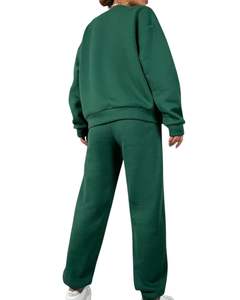 Ensemble de survêtement vert surdimensionné pour femmes, sweat-shirt décontracté ample et pantalon de jogging, tenue de détente en deux pièces pour l'automne et l'hiver - Product Image 2
