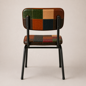 Chaise de restaurant industrielle empilable moderne rembourrée en patchwork, en cuir de buffle véritable, avec structure en fer, mobilier de salle à manger OEM, garantie 3 ans - Product Image 3